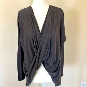 For Cynthia wrap knit top gray grey S